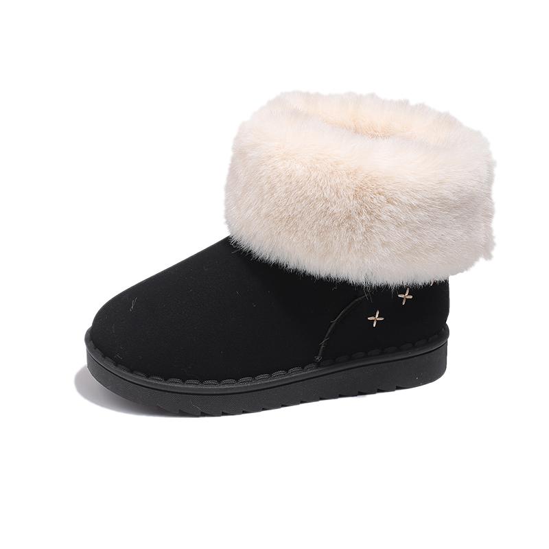 

Kids Winter Boots for Boys Girls Unisex Children Ankle Thermal Boots Thick Plush Fluffy Warm 2026 Autumn Winter Girls Flock Shoe 23insole15.2cm чёрный