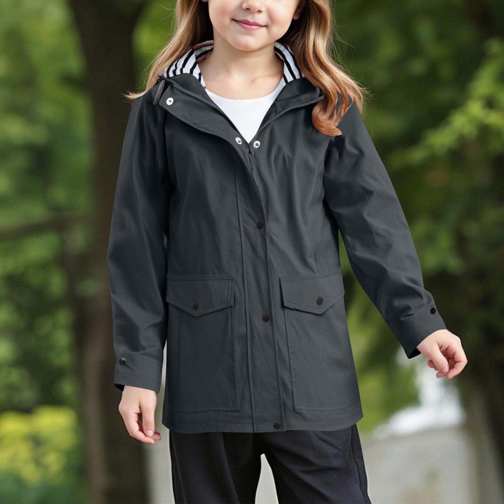 Girls' Outdoor Hiking Waterproof Hooded Jacket