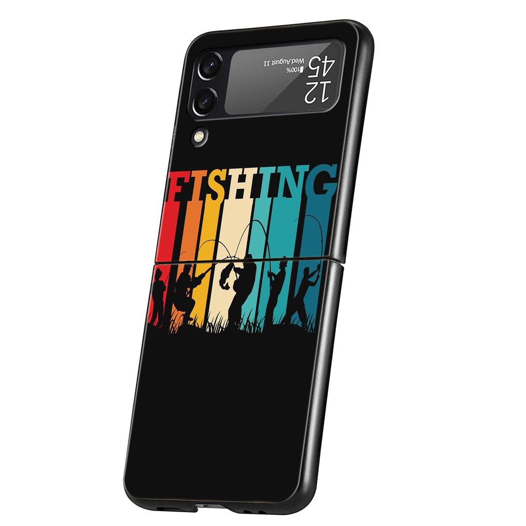 Hunting Fishing Man Hard PC Phone Case For Samsung Galaxy Z Flip 7 6 5 4 Black Cover For Galaxy Z Flip 3 Foldable Fundas Shell