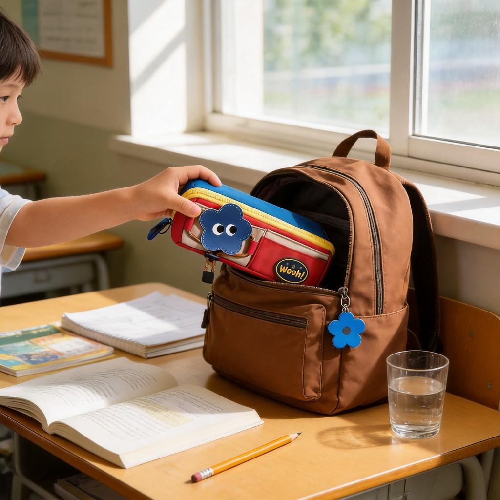 Mochila Pequena Retrô Com Estojo Colorido Para Alunos do Ensino Fundamental