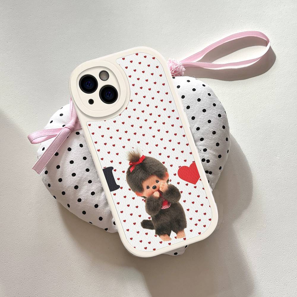 Cute M-monchhichis-s Phone Case For IPhone 16 15 14 11 12 13 Pro Max Plus Back Leather Shell