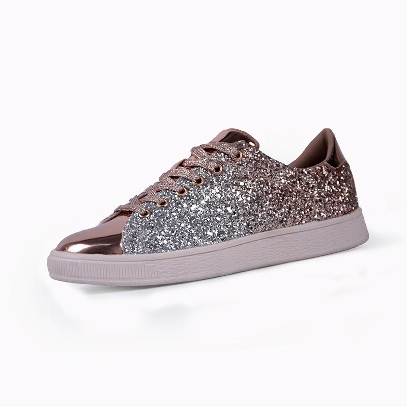 Large size street shot board shoes spring and autumn color sequins casual low-top single shoes