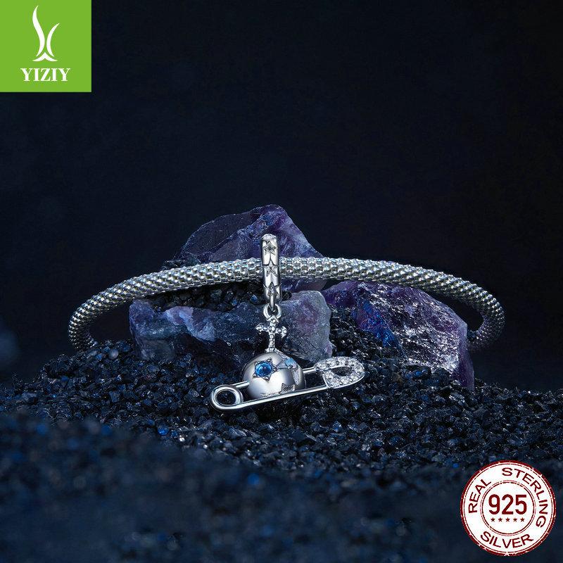 Universe Alien Planet Diy Bracelet Pendant Accessories, Personalized Futuristic S925 Sterling Silver Beads
