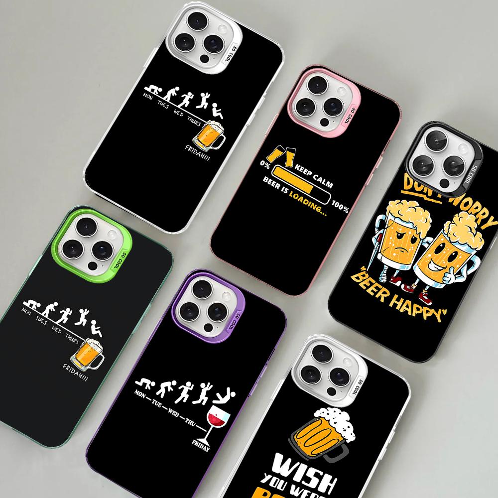 Beer Print Phone Case For IPhone 16 15 14 13 12 11 Pro Max X XR XSMAX 8 7 Plus Matte Shockproof Back Cover