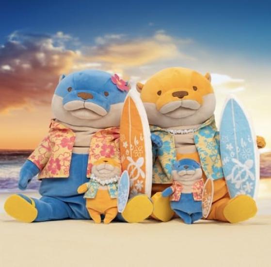 Morisaka Global Mochi Otter Surfer Blue Mini 7x5x13cm Plush Otter, Ocean, Summer, Aloha, Surfing, Plush Photography, Relaxing, Soft To the Touch,