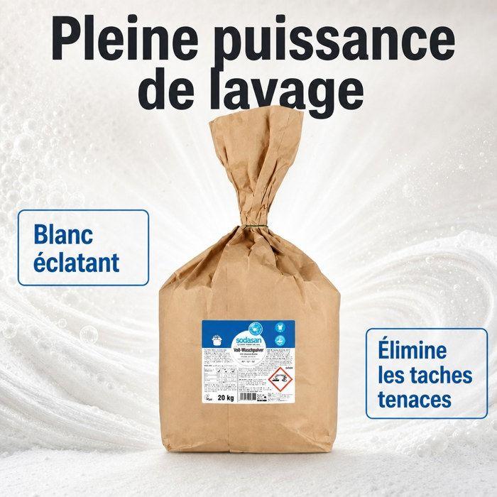 Lessive en poudre, lessive linge blanc et couleur, 20kg