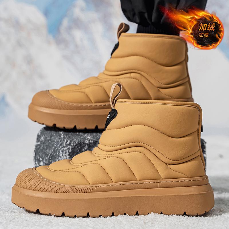 Winter Thickened Velvet Warm Cotton Shoes for Men Outdoor Thick-soled Non-slip Comfortable Snow Boots