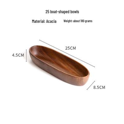 ZISIZ Walnut Wood Boat-Shaped Salad Bowl