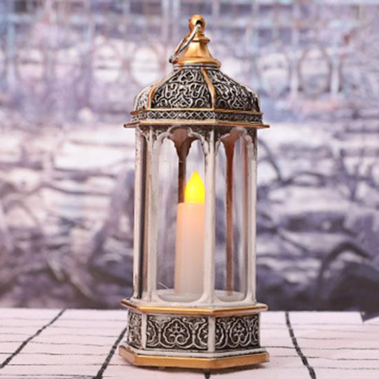 Wind Lantern Six Corners Beautiful Lighting Vintage Christmas LED Candle Lantern Courtyard Decoration