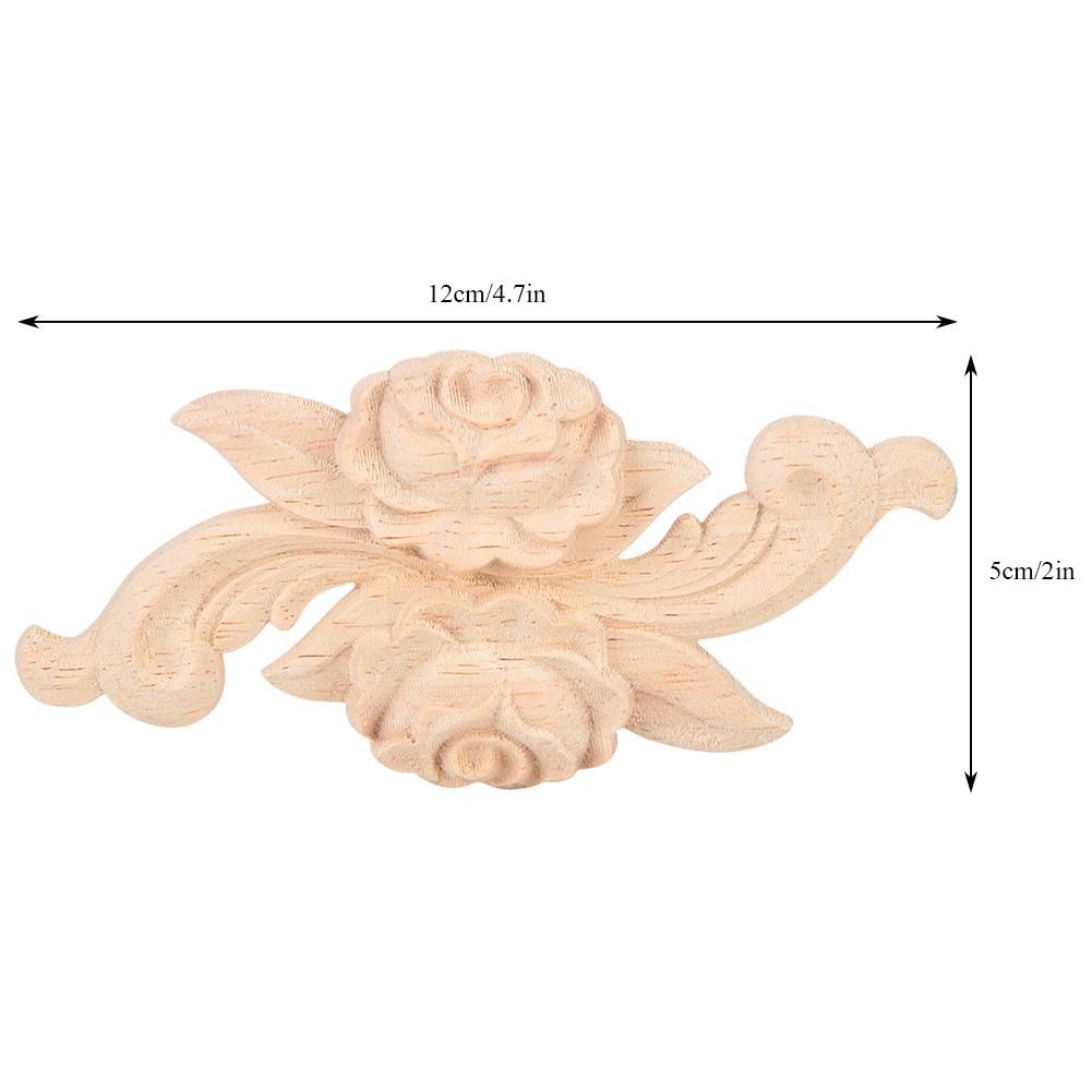 4Pcs Flower Carved Corner Onlay Applique Door Cabinet Vintage Style Furniture Decor(E)