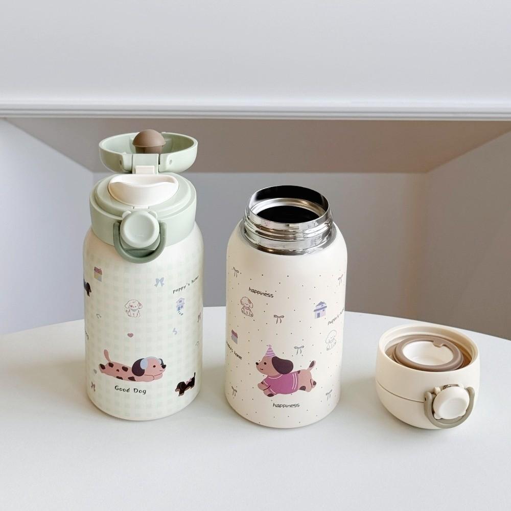 Stainless Steel Small Thermal Cup Cartoon Prints Bounce Water Bottle Students Pocket Flask