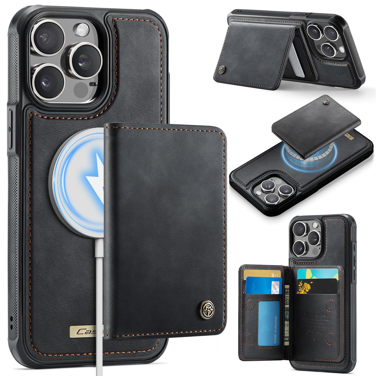 For iPhone 13 Pro Magnetic Case CASEME ME80 Series Leather PC TPU Phone Cover with Detachable Wallet