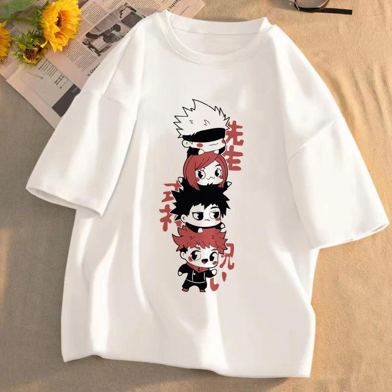 Summer Japanese Unisexga Gojo Satoru Cotton T-shirt Unisex Jujutsu Kaisen Anime T-shirt Unisex Harajuku Kawaii Short Sleeve T-shirt