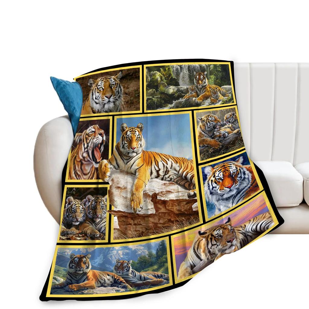 Tiger Blanket Super Soft Warm Bedding Animal Print Throw Blankets Sofa Couch Bedroom Decor Flannel Plush Blanket for All Season