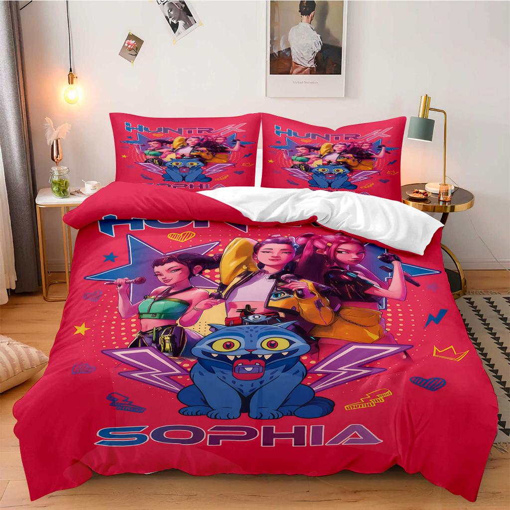 K-Pop Demon Hunters Povlečení pro Fanouškovské Děti Lze Prát v Pračce Odolné Velikost King Queen Twin pro K-pop Dívky Domácí Dekorace Ložnice