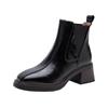 Mid Heels Women Ankle Chelsea Boots Square Toe Shoes Classic Winter Motorcycle Boots New Brand 2024 Walking Goth Zapatos Mujer