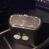 Cute Big Diamond Bowknot Car Trash Bin Hanging Vehicle Garbage Dust Case Storage Box Pressing Type Trash Can Auto Accessories