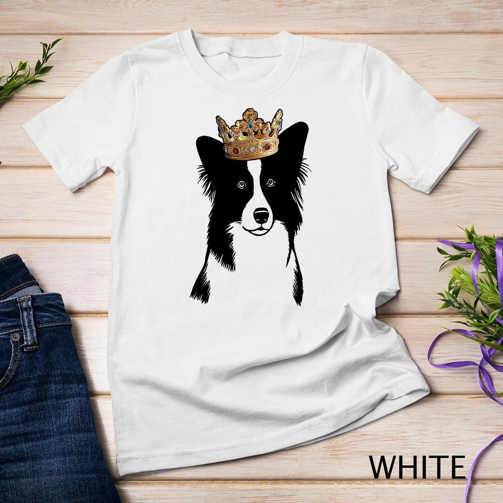 Border Collie Dog Wearing Crown Unisex T-shirt