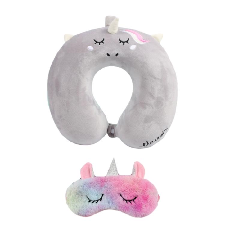 Animal Travel Pillow Comfortable Neck Pillow with Unicorns Eye Mask for Business