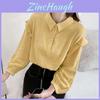 Modern Minimalist Womens Loose Shirt With 3d Print And Polo Collar For Spring Fashion