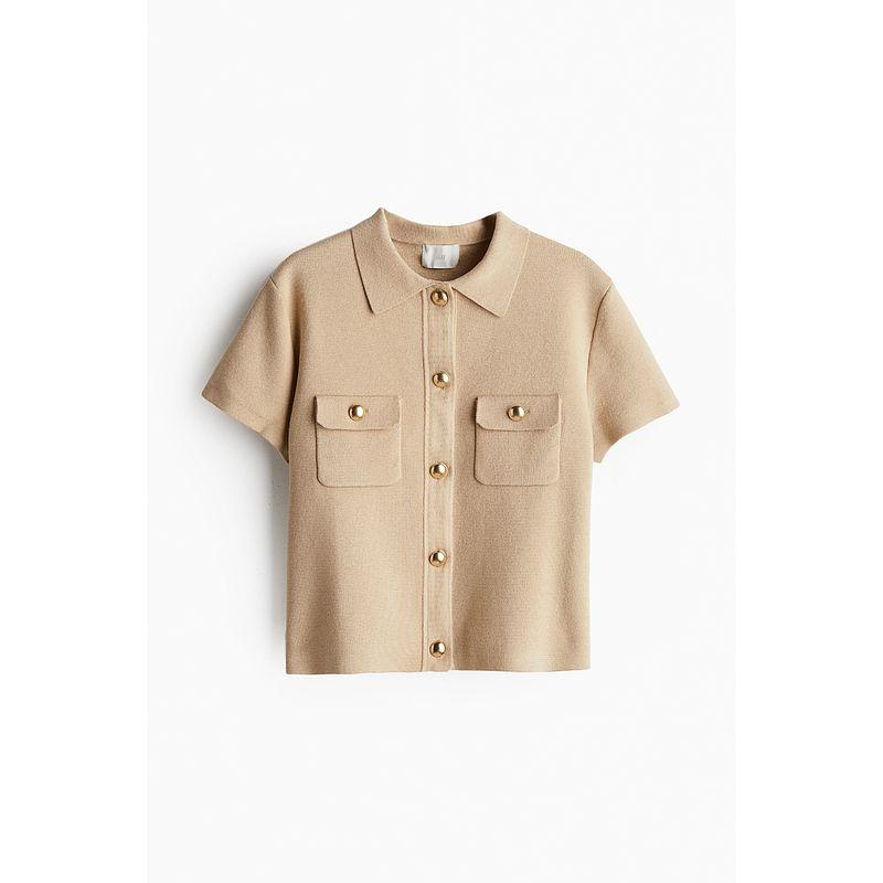 

HM Women s Woolen Sweater Fall Slim Fit Fashionable Knitted Knitting Lapel T-shirt Shory Style Miu Series Cardigan 1255191