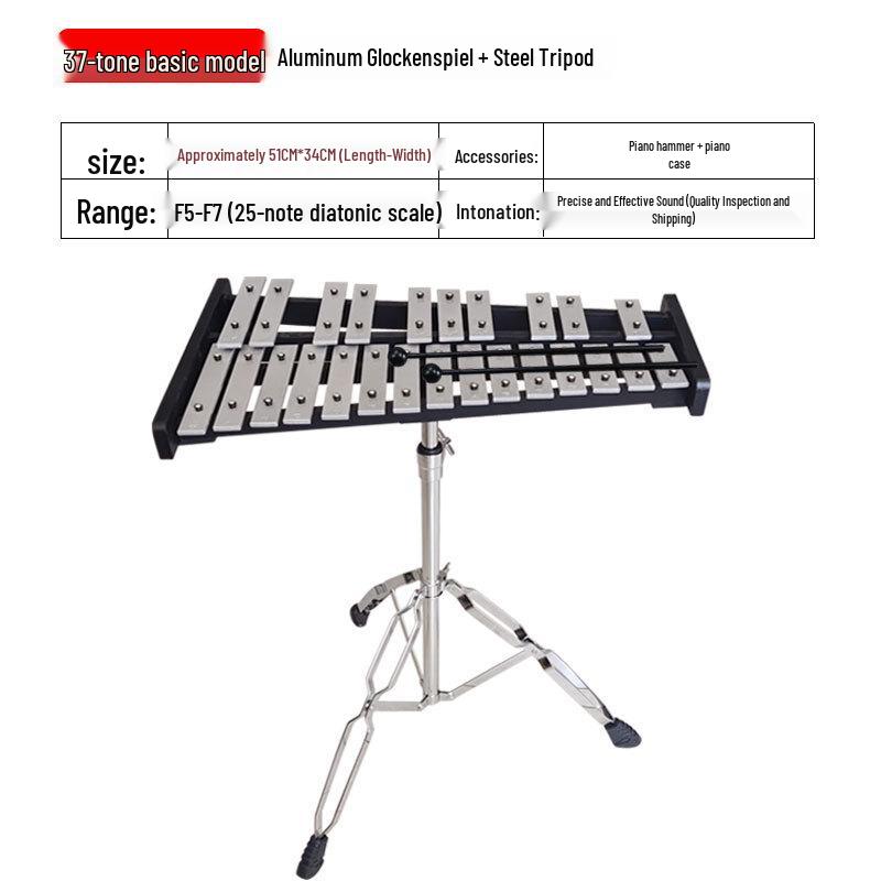 Professional Marimba Rosewood & Aluminum Xylophone, 32-37 Tone Percussion Steel Tongue Drum