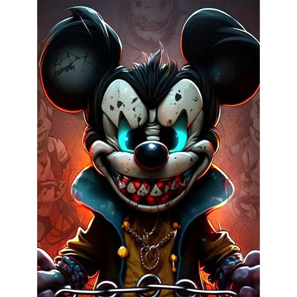 

Disney Diamond Painting Dark Style Mickey Mouse Trendy Art Painting, Cartoon 5D Diamond Cross Stitch Mosaic Home Decor Gift Round 20x30cm