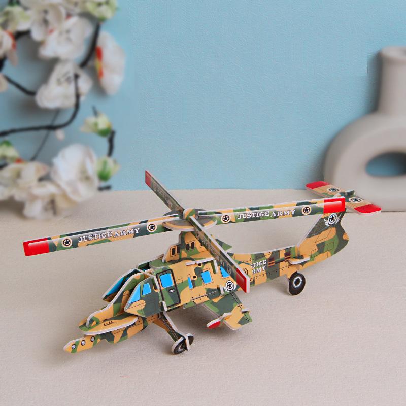 Paper Card 3d Puzzle Jigsaw Aircraft Fighter Helicopter Model Parent-child DIY Handmade Educational Toys