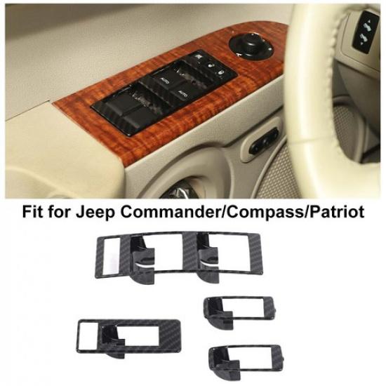 4PCS Inner Door Window Switch Button Panel Cover Trim For Jeep Compass 2008-2016