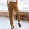 Corduroy Pants For Women Casual Drawstring Elastic High Waist Straight Leg Pants Loose Comfy Trousers With Pockets