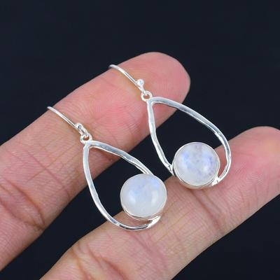 Natural Rainbow Moonstone Gemstone Earrings Solid 925 Sterling Silver Handmade Drop Dangle Earrings Jewelry Gift For Women & Girls