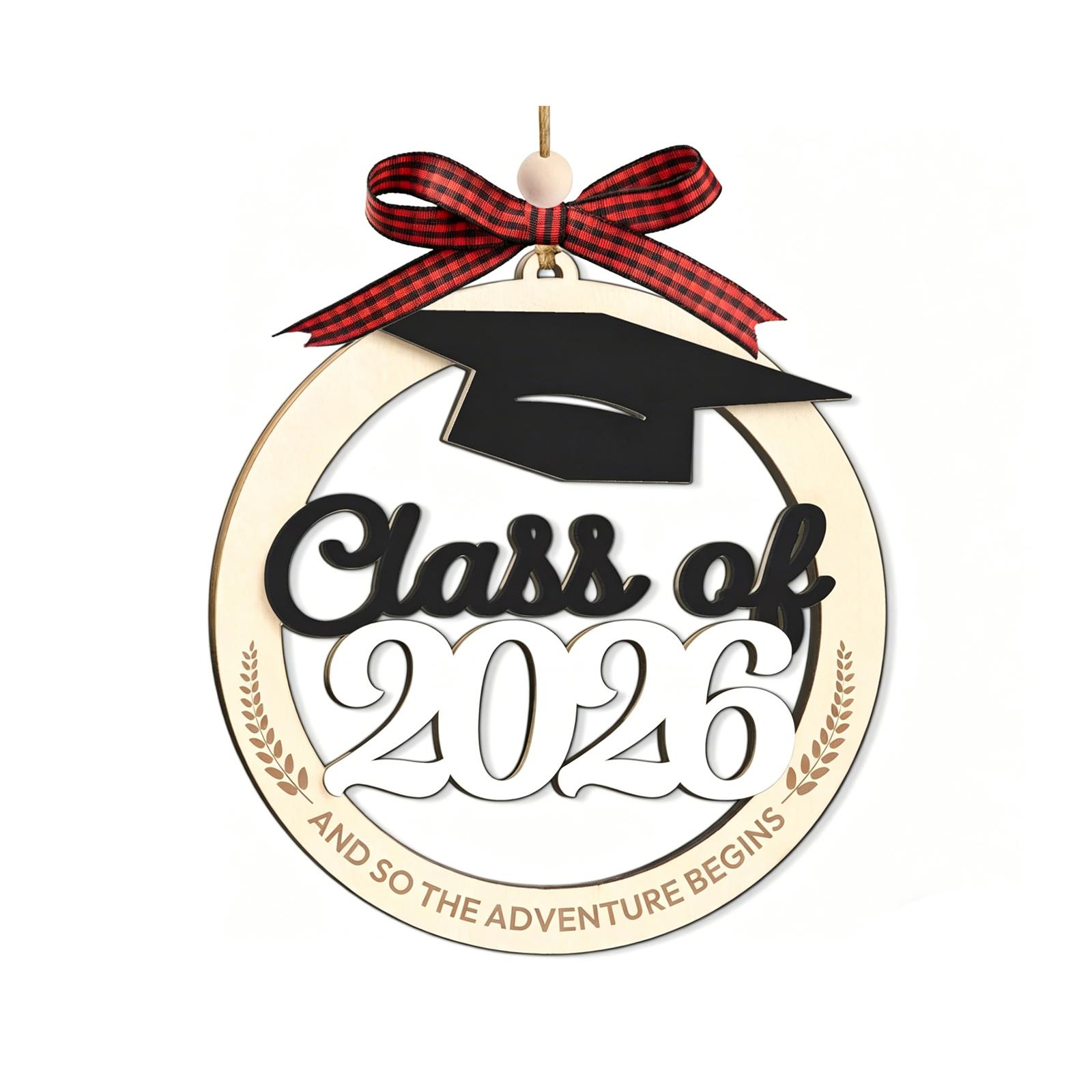 

Wooden Graduation Door Sign Class of 2026 Graduation Decoration Party Ornament Hanging Plaque with Graduation Cap and Ribbon One Size