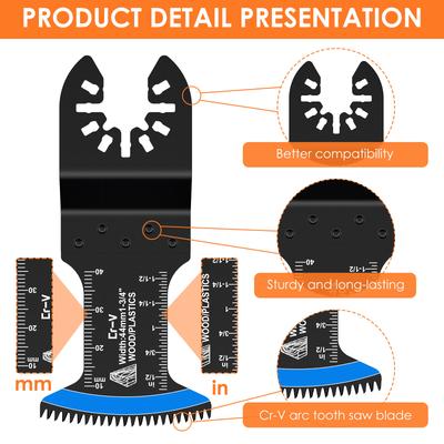 8/24 Pcs Multitool Oscillating Blade Universal Oscillating Saw Blade Set Titanium Bimetal Precision Tooth Blade Cutting Wood PVC