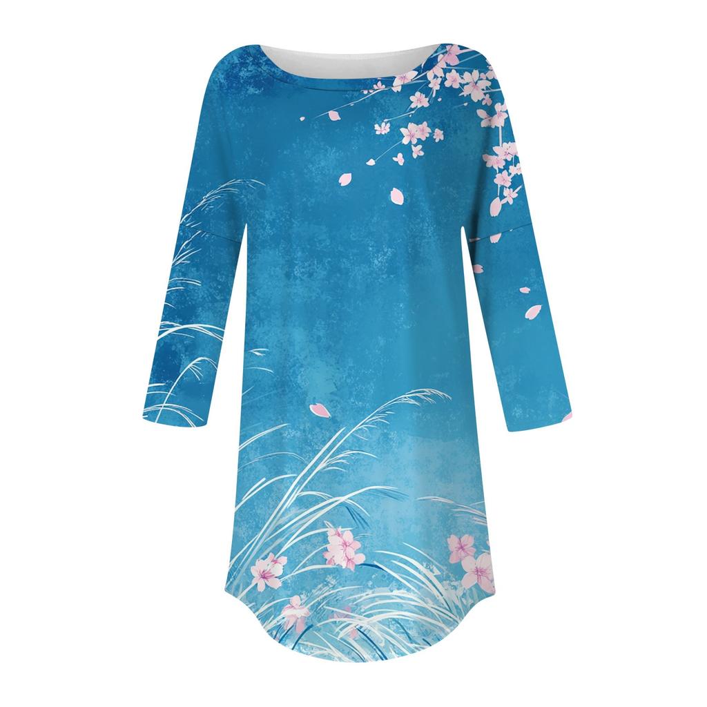 3/4 Sleeve Shirts For Women Cute Tops Graphic Tees Blouses Casual Plus Size Basic Tops Pullover