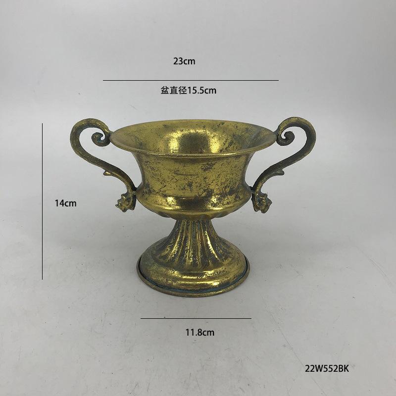 Classical Retro Iron High Footed Cup Flower Set Retro Vintage Metal Home Decoration Flowerpot European Wedding Vase Ornaments