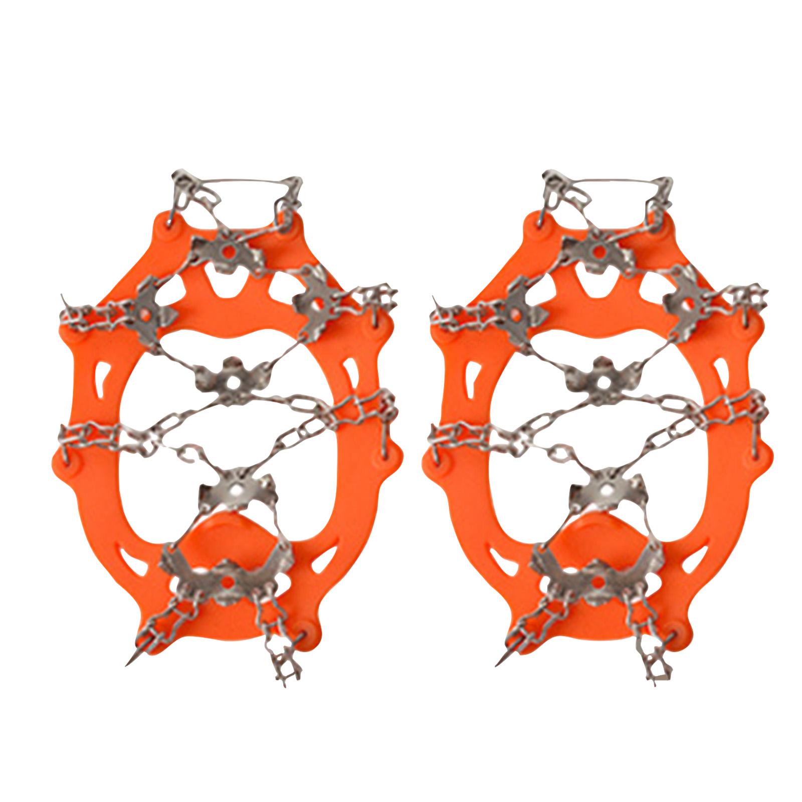 

19 Teeth Stainless Steel Ice Grippers for Shoes, Anti-Slip Crampons for Hiking and Climbing on Snow and Ice, Easy-to-Wea L оранжевый