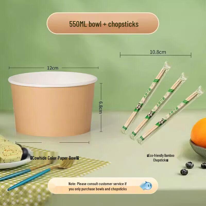 Qiwei 750ml Disposable Kraft Paper Bowl with Lid