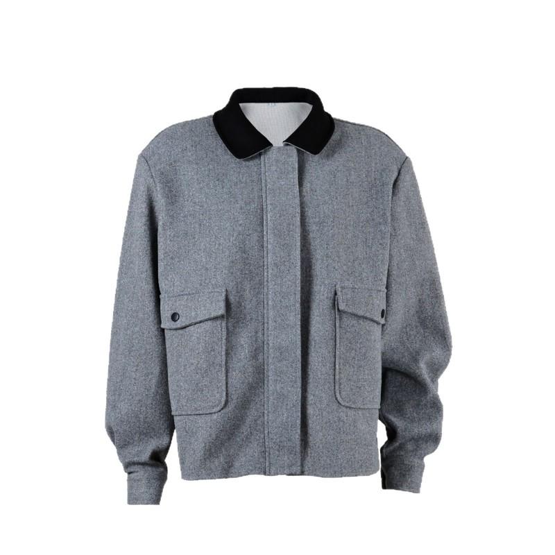 2026 Fall Winter Color Block Blazer Women Loose Fit Padded Shoulder Wool Blend Jacket