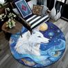 White Wolf Round Area Rug,Carpet Rug for Living Room Bedroom Sofa Playroom Decor,Non-slip Floor Mat