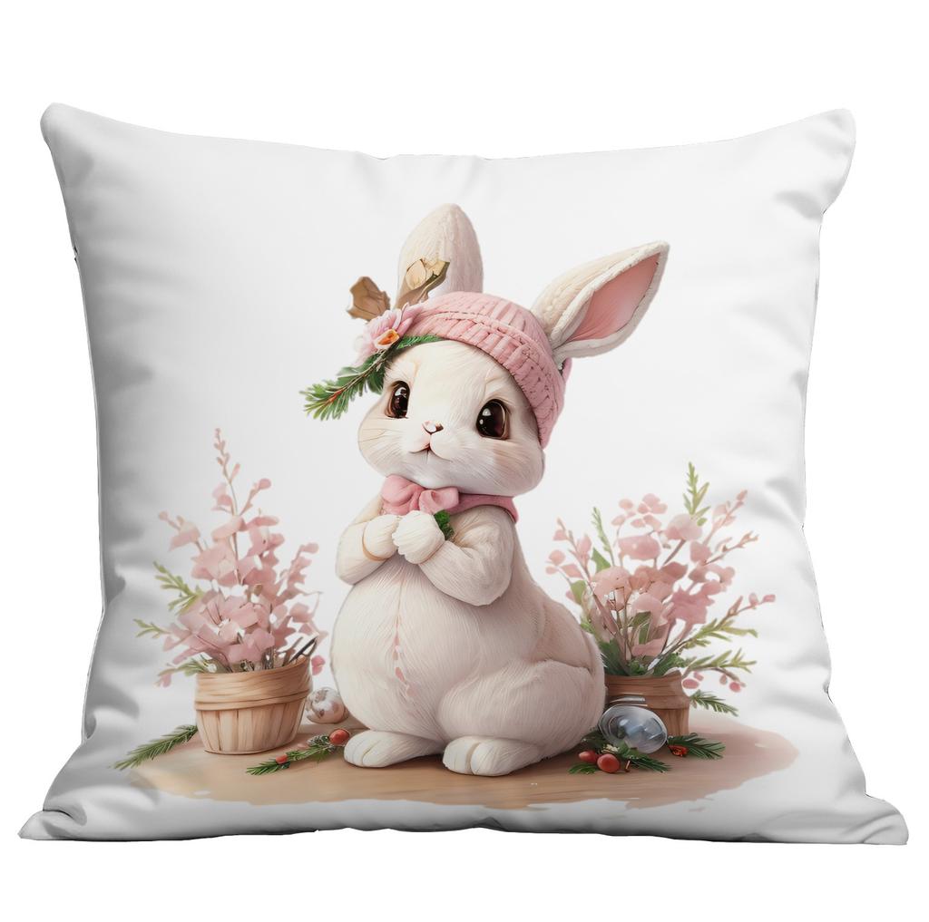 New Easter Pink Cute Rabbit Printed Pillow Cover Sofa Home Ornament Pillow Cover Premium Durable Quality Useful
