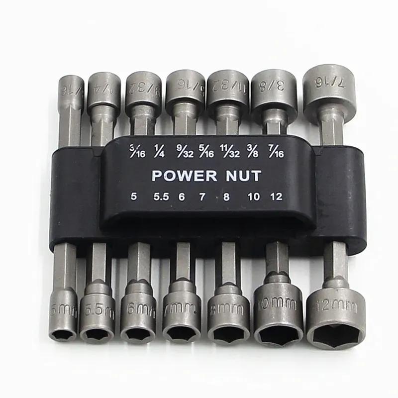 Conjunto de 14 peças de bits de soquete sextavado, pontas de chave de fenda elétricas, kit de ferramentas pneumáticas, conjunto de chaves de soquete de aço cromo vanádio