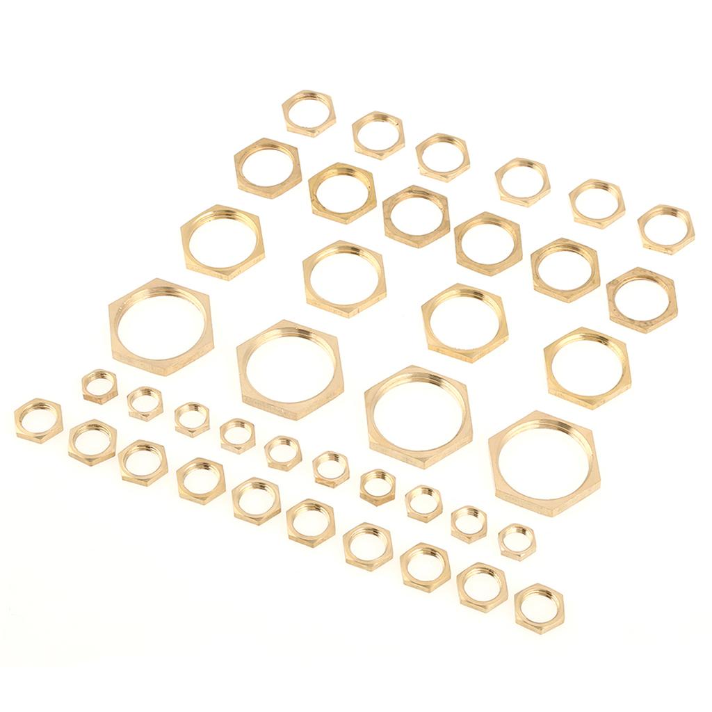 40pcs G18 G14 G38 G12 G34 G1 Thread Pipe Fitting Brass Hex Lock Nuts Thin Nut