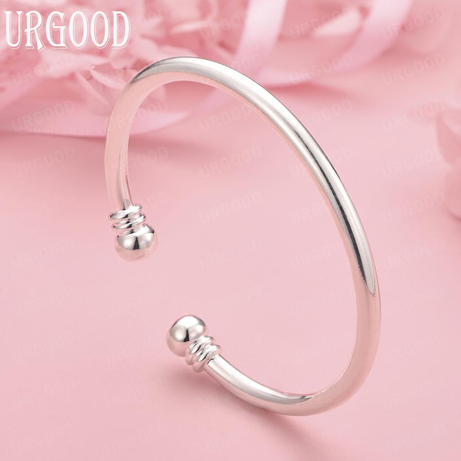 925 Sterling Silver Adjustable Circle Bangle Fashion Jewelry