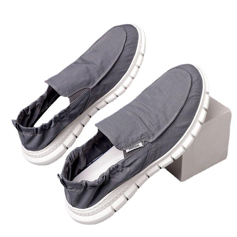 New Canvas Shoes One-pedal Men's Lazy Shoes Ice Silk Cloth Men's Single Shoes Comfortable Breathable Socks Shoes