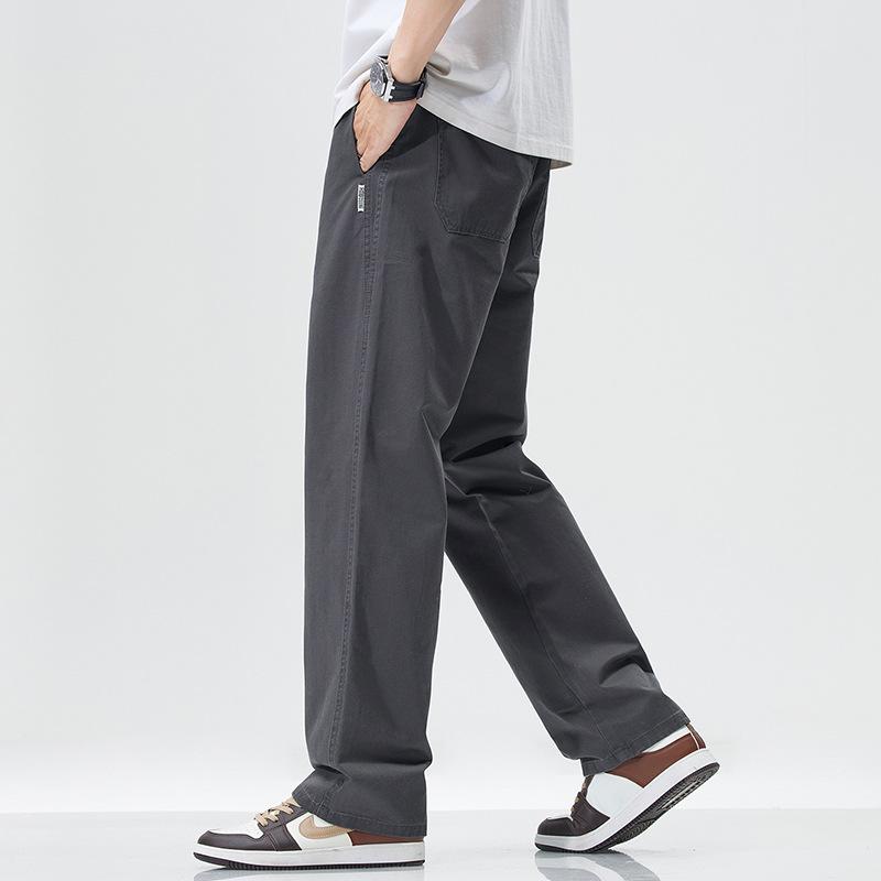 Pure Cotton Men's Casual Straight-Leg Pants - Spring/Autumn Trendy, Loose, Versatile Workwear