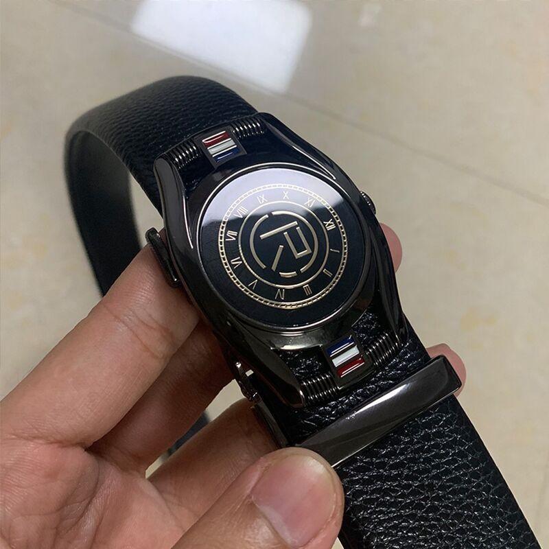Stylish Automatic Buckle Black Belt For Young Men Casual Business Wear 105cm To 125cm