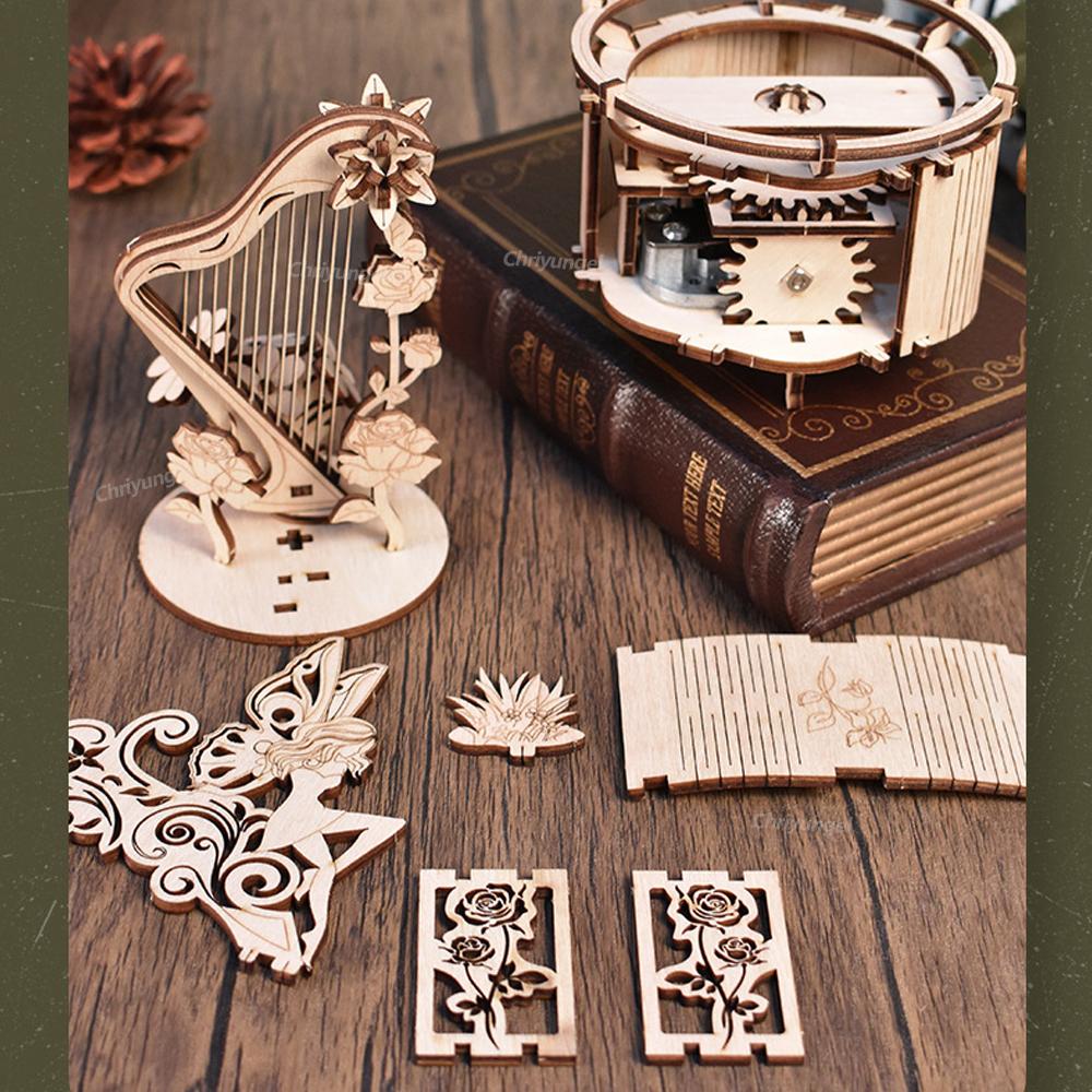 3D Puzzle Holz Spieluhr DIY Zusammenbaumodell Bausatz Handwerk STEAM Lernspielzeug Geschenk für Erwachsene Jugendliche Kinder