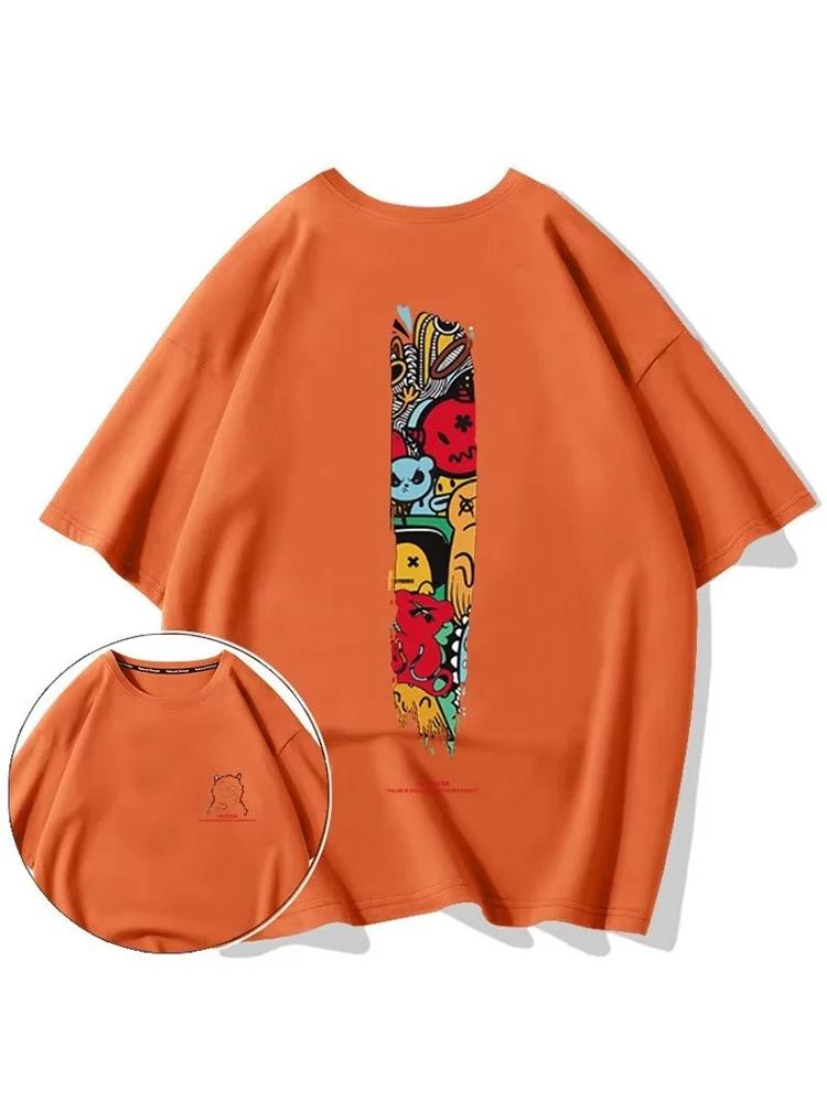 Devil Funny Graffiti Short-sleeved T-shirt Hip Hop Fashion Aesthetic Tshirt Anime Men T-shirts 2022 Summer Harajuku Clothes