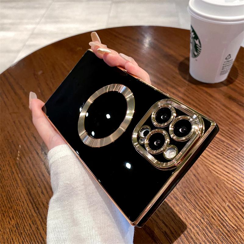 Coque de téléphone magnétique de luxe plaquée Magsafe pour iPhone 16 Pro Max 1514 13 12 11 Plus Charge sans fil Housse souple antichoc