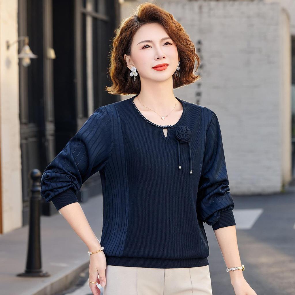 Stylish Spring Top for Middle-Aged and Elderly Women: Lightweight, Chic Base Layer for Mothers and Mother-in-Laws